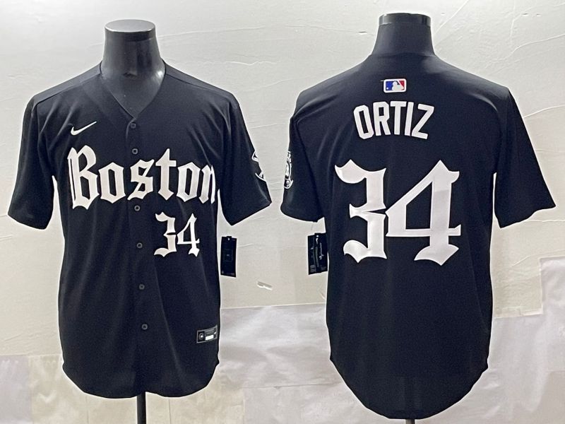 Men 2025 Boston Red Sox #34 Ortiz Black Five generations Joint Name Nike MLB Jersey style 12